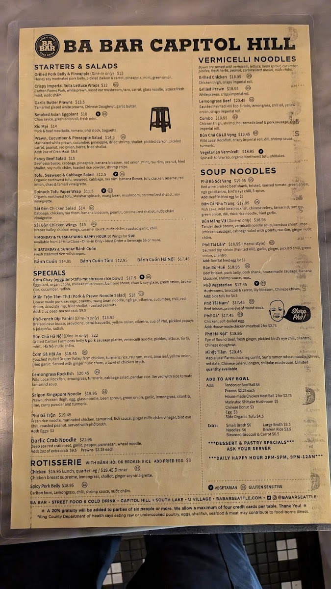 Ba Bar Capitol Hill Menu - Image 1